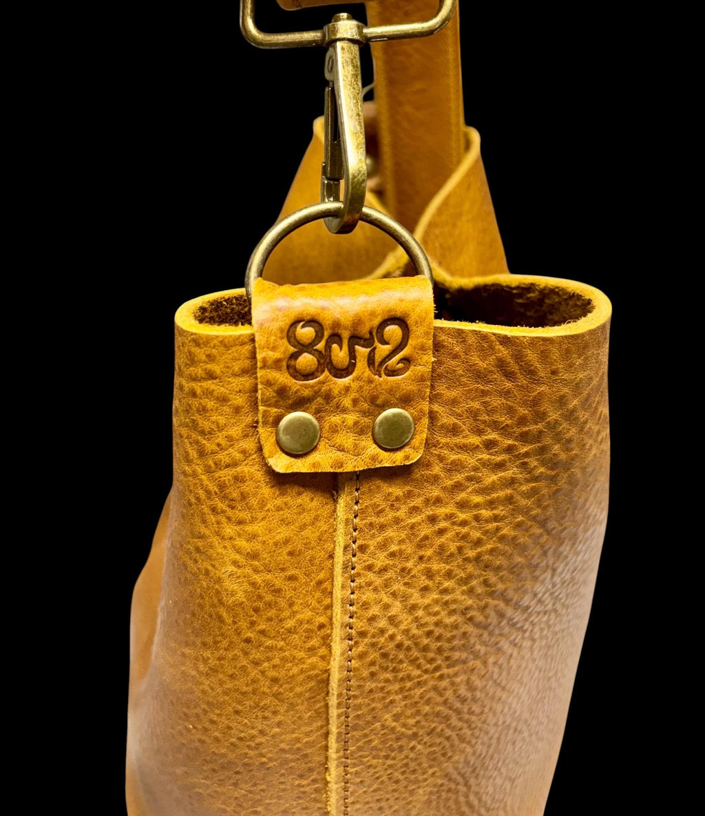 Full Grain Real Leather Saddle Dog Bucket Crossbody or Shoulder Bag Purse