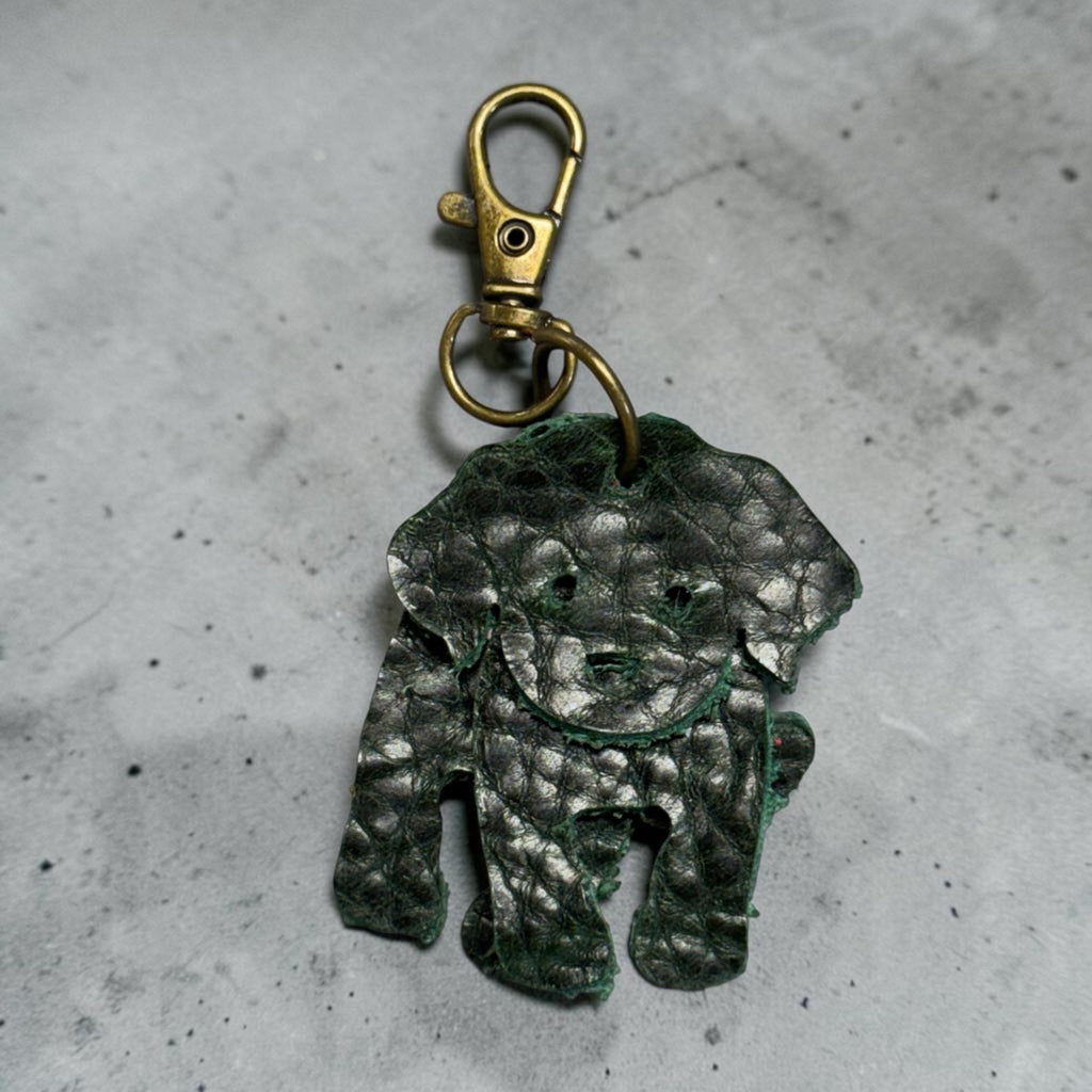 Full Grain Leather Puppy Dog Flair Bag Charm