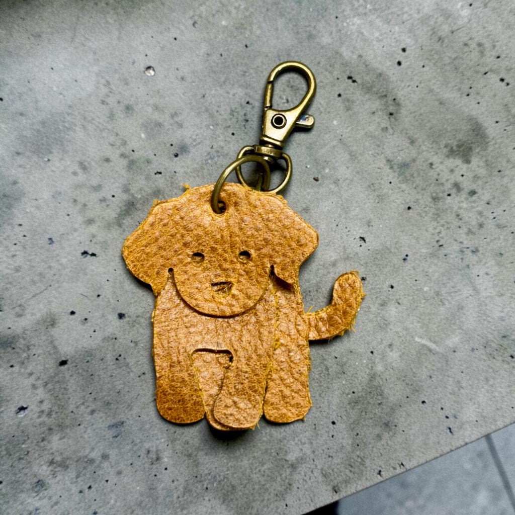 Full Grain Leather Puppy Dog Flair Bag Charm