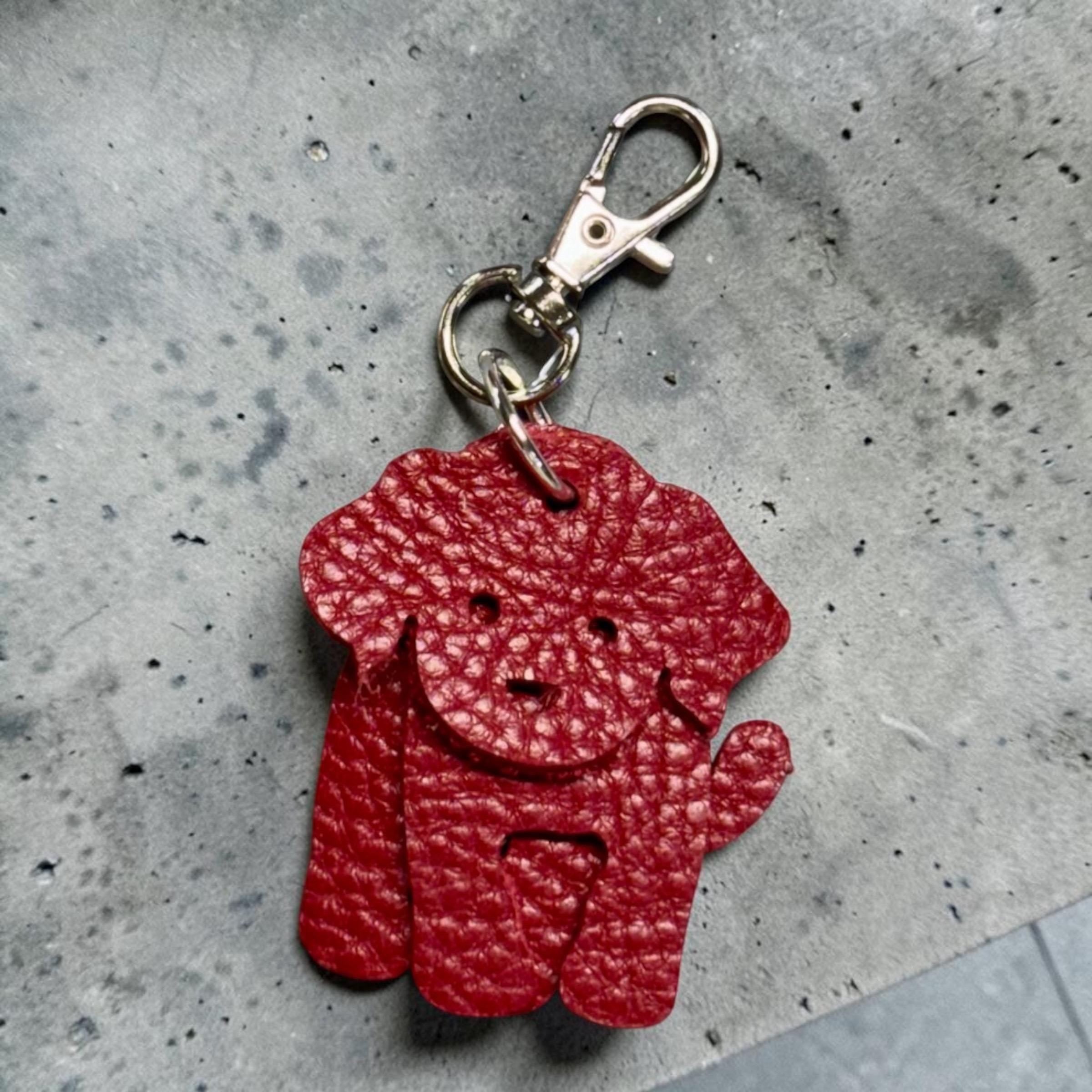 Full Grain Leather Puppy Dog Flair Bag Charm