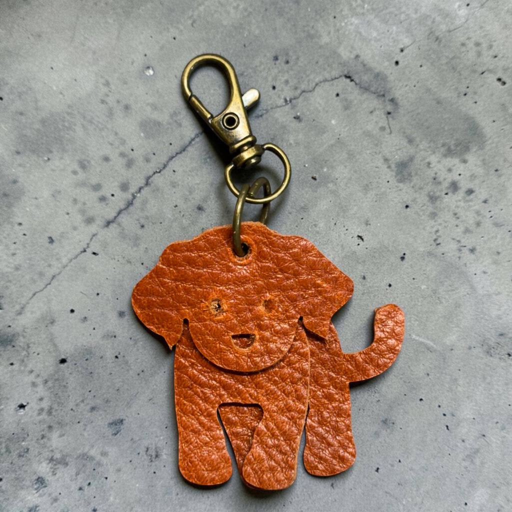 Full Grain Leather Puppy Dog Flair Bag Charm