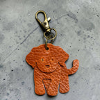 Full Grain Leather Puppy Dog Flair Bag Charm