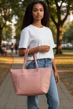 Full Grain Leather Handmade Zipper Travel Tote Bag with Trolley Sleeve