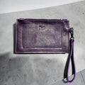 Full Grain Real Leather Authentic Zipper Frame Wristlet Cellphone Holder Purse