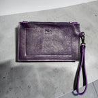 Full Grain Real Leather Authentic Zipper Frame Wristlet Cellphone Holder Purse