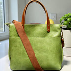 Full Grain Leather Zipper Green Apple Dog Super Stevie Crossbody or Shoulder Bag Purse