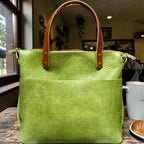Full Grain Leather Zipper Green Apple Dog Super Stevie Crossbody or Shoulder Bag Purse