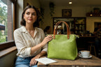 Full Grain Leather Zipper Green Apple Dog Super Stevie Crossbody or Shoulder Bag Purse
