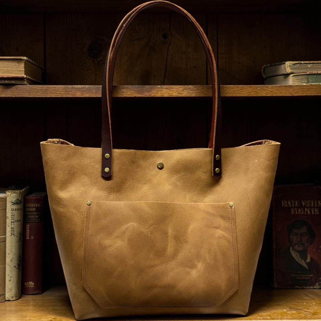 Full Grain Real Leather Authentic Chocolate Leather Classic Tote Bags-Small-Medium-Large-Extra Large