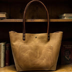 Full Grain Real Leather Authentic Chocolate Leather Classic Tote Bags-Small-Medium-Large-Extra Large