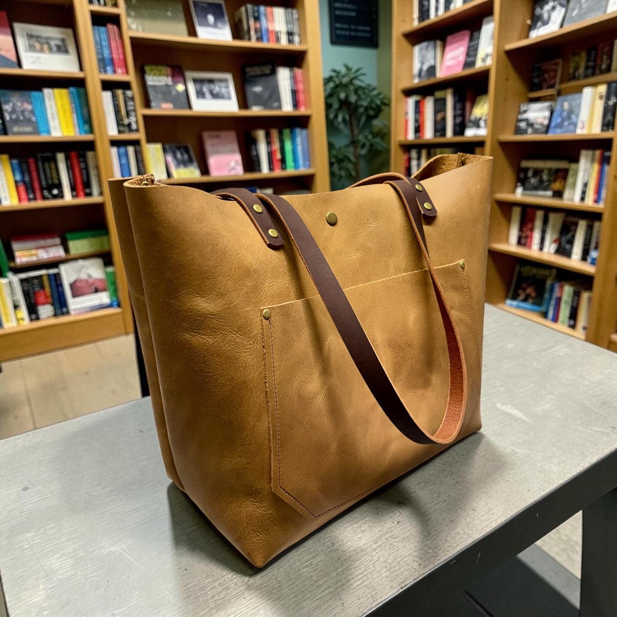 Full Grain Real Leather Authentic Chocolate Leather Classic Tote Bags-Small-Medium-Large-Extra Large
