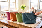 Full Grain Leather Zipper Charlie Shoulder Bag Purse or Crossbody Bag Pink Dog Orange Dog Ocean Dog