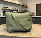 Full Grain Leather Rainbow Zipper Pebbled Charlotte Shoulder Bag Purse or Crossbody Bag
