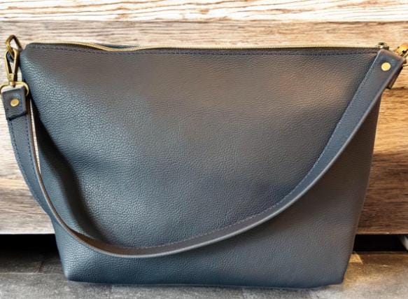 Full Grain Leather Rainbow Zipper Pebbled Charlotte Shoulder Bag Purse or Crossbody Bag