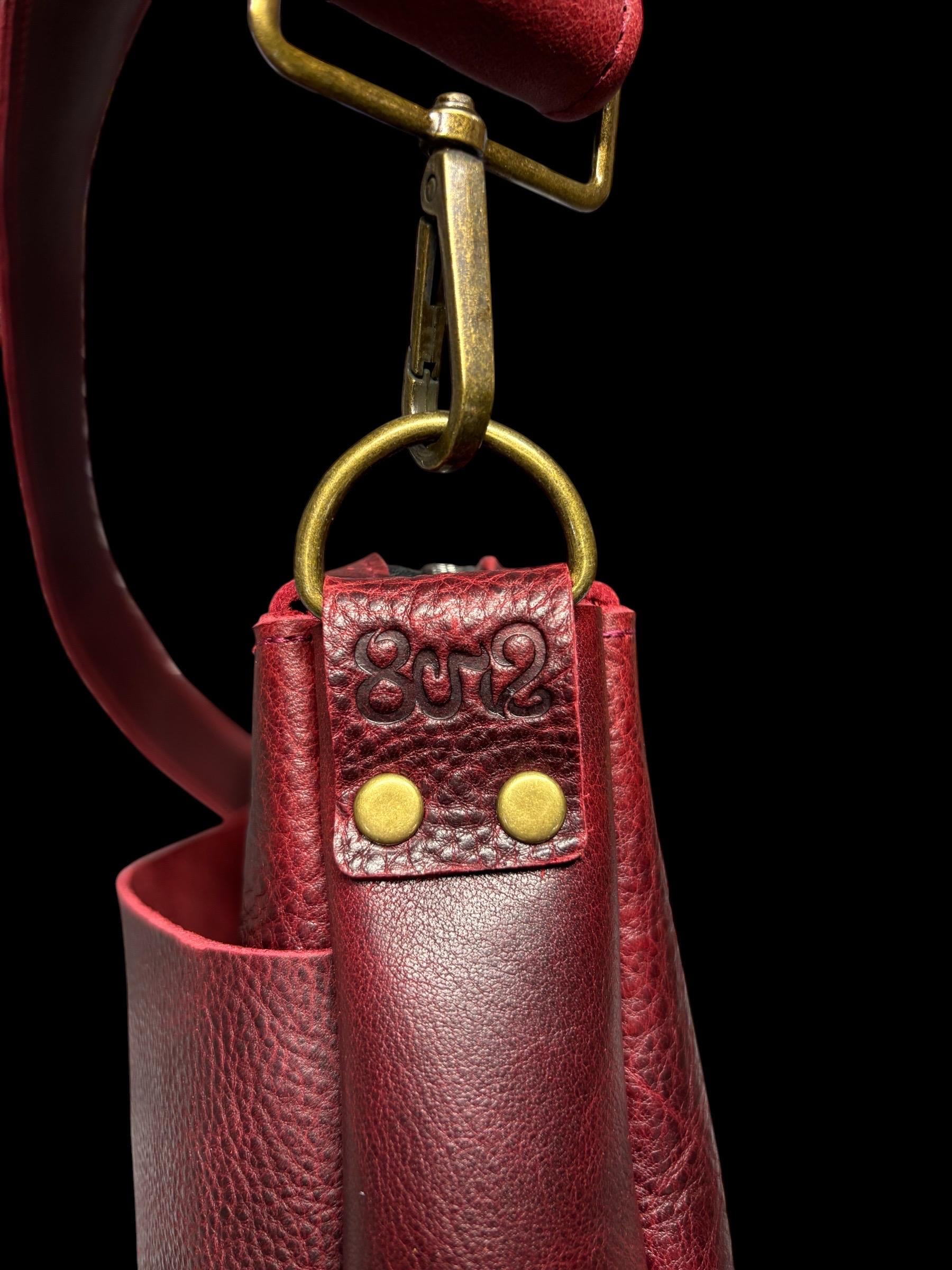 Handcrafted Full Grain Leather Zipper Boho Dog Crossbody Shoulder Purse Bag Large