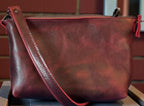 Full Grain Leather Zipper Dog Charlotte Shoulder Bag Purse or Crossbody Bag