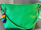 Full Grain Leather Rainbow Zipper Pebbled Charlotte Shoulder Bag Purse or Crossbody Bag
