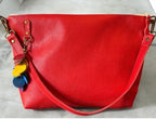 Full Grain Leather Rainbow Zipper Pebbled Charlotte Shoulder Bag Purse or Crossbody Bag