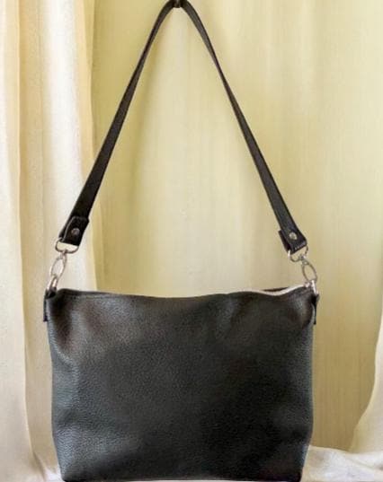 Full Grain Leather Rainbow Zipper Pebbled Charlotte Shoulder Bag Purse or Crossbody Bag