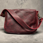 Handcrafted Full Grain Leather Zipper Boho Dog Crossbody Shoulder Purse Bag Large