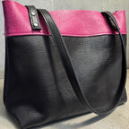 Full Grain Leather Little Lincoln Two Tone Tote Bag Dog