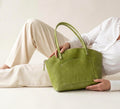 Handcrafted Full Grain Pebbled Leather Rainbow Mini Crescent Shoulder Bag