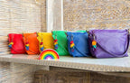 Zipper Pebbled Rainow Penny Shoulder Bag Purse or Crossbody Bag-Full Grain Leather